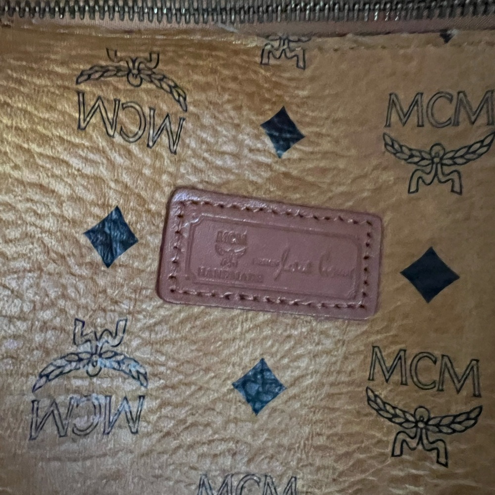 MCM Cognac Visetos Briefcase Work Bag Shoulder Heritage Shopper Vintage Q1971 - Picture 9 of 15
